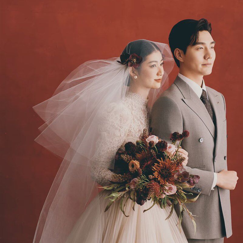 头纱新娘主婚纱长款拖地多层蓬蓬纱帽式复古O头饰超仙森系摄影拍