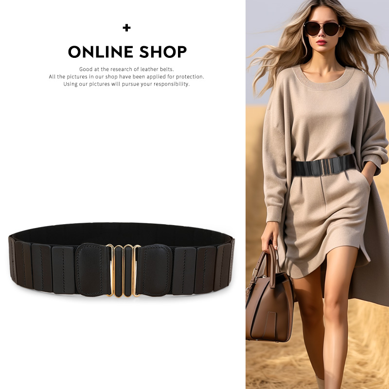 腰封女真皮头层牛皮黑色时尚皮带装饰配毛衣裙风衣羽绒服腰带束腰