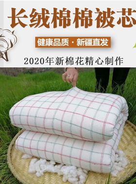 新疆手工棉被棉絮加厚保暖冬被纯棉花被芯8斤单人床垫被子被褥子