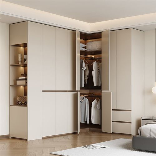 分段式转角衣柜家用卧室定制一体拐角衣帽间2025新款L型实木衣橱