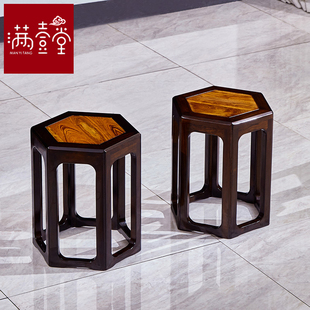 红木方凳实木矮凳酸枝木凳子家用换鞋凳中式板凳茶几凳简约六角凳