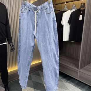 有质感 秋季 男士 自在 松紧腰牛仔裤 软糯 纯色束脚卫裤 舒适感
