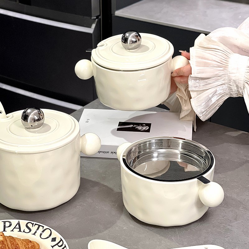 猪油罐家用耐高温带盖过滤网陶瓷带盖带过滤网荤油罐大容量