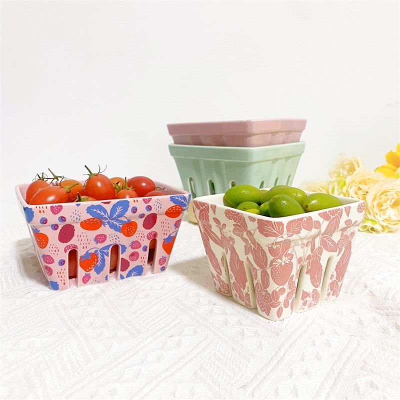 小清新莫兰迪色方形陶瓷沥水篮沥水碗小号浆果果盘水果盆镂空小碗,餐饮具,果盆/果盘/果篮,淘宝优惠券,粉丝福利购,淘宝优惠卷