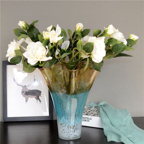 外贸手工玻璃花瓶美式欧式家居装饰工艺品摆件彩色大花器礼品