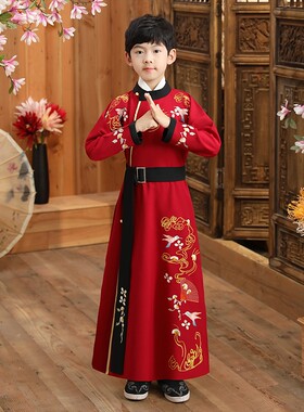 汉服男童中国风古装套装儿童宋制侠客10岁小男孩少爷服唐朝演出服