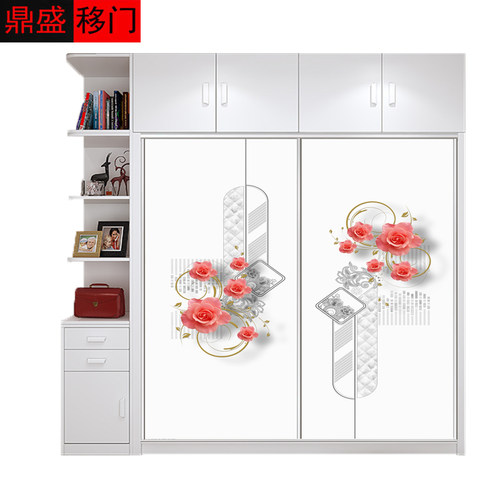 定制卧室衣柜移门 钢化玻璃衣橱推拉门壁柜滑动门 简约衣帽间柜门