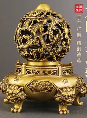 龙时来运转摆件工艺品香炉客厅玄关桌面全铜N装饰品办公室店铺摆