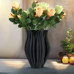 现代3D打印花瓶哑光色褶皱花器样板间客厅桌面大号装饰品摆件热卖