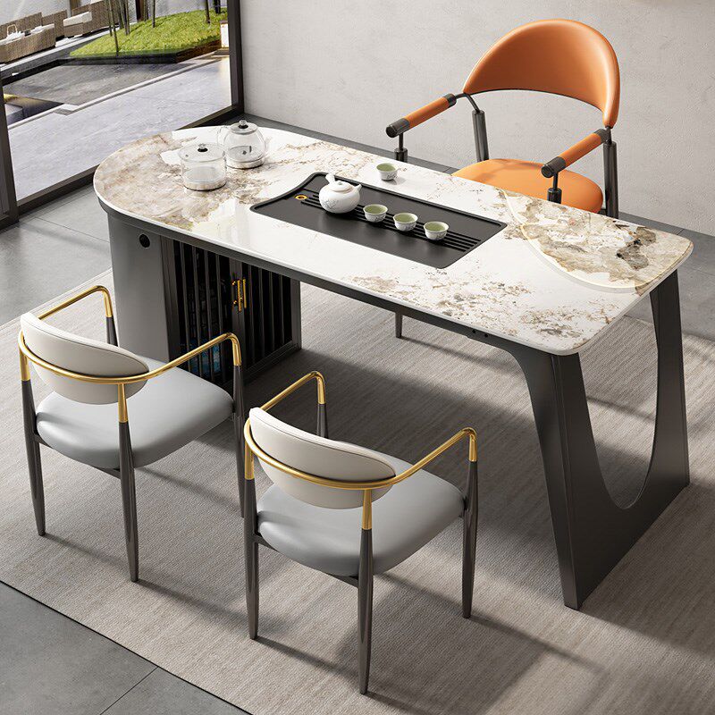 小户型家用轻奢岩板泡茶台椅组合现代简约客厅储物型茶桌阳台茶几
