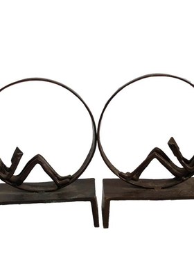 欧式铸铁男女看书书挡家居书房桌面个性I书靠办公室书架摆件装饰