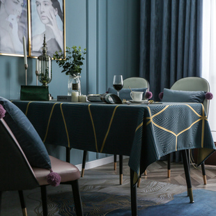 轻奢家用正长方形餐桌台 防水桌布b布艺简约现代高级感茶几布美式