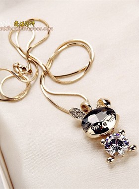 毛衣链女长款韩版时尚百搭水晶睫毛兔吊坠挂链项链夏季装饰品挂饰