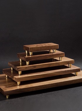 北美实木黑胡桃木摆件底座工艺品花D瓶佛像长方形奇石茶具实木底