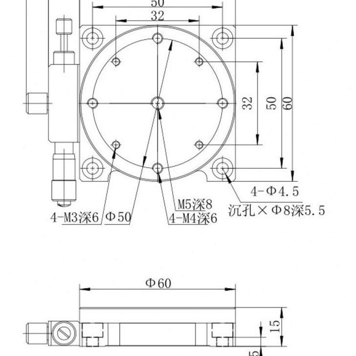 M60Y3旋转台手动00调位移R 微台