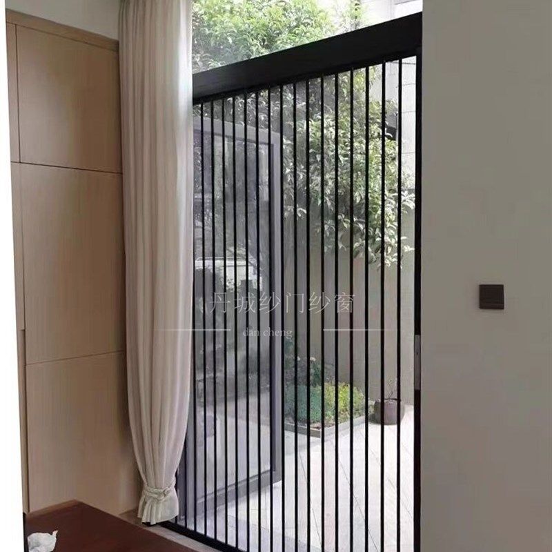 定制无轨金刚网纱门带锁推拉式高铁轨平网款极窄边折叠防蚊门纱