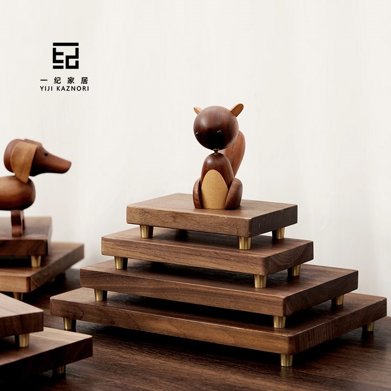 北美黑胡桃木电脑增高架实木显示器支撑架垫高底座书桌收纳置物架