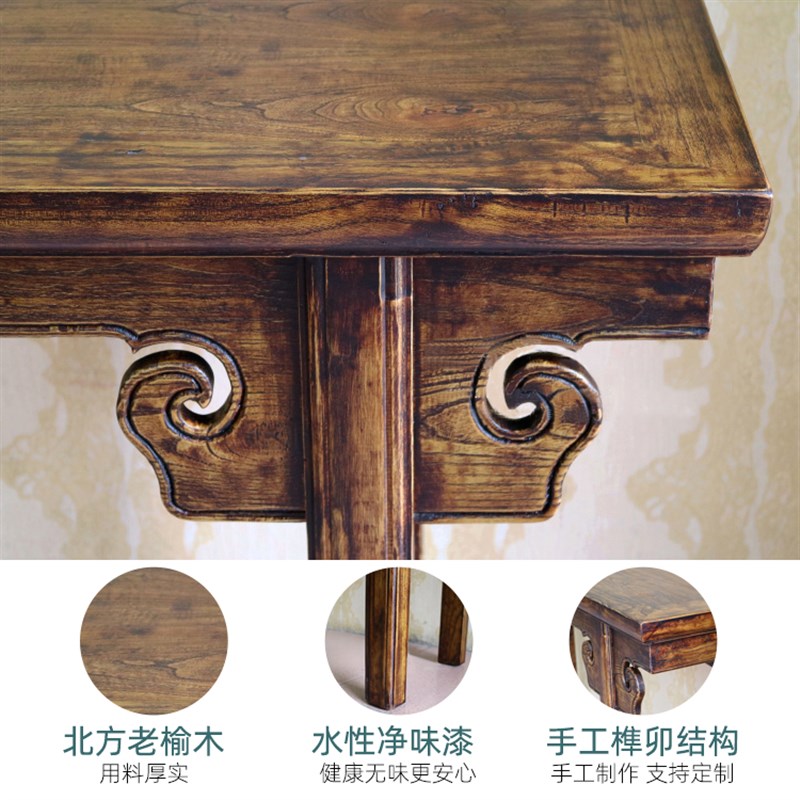 中式黑漆条案平头案玄关条几简约实木条案长桌复古客厅端景台明式