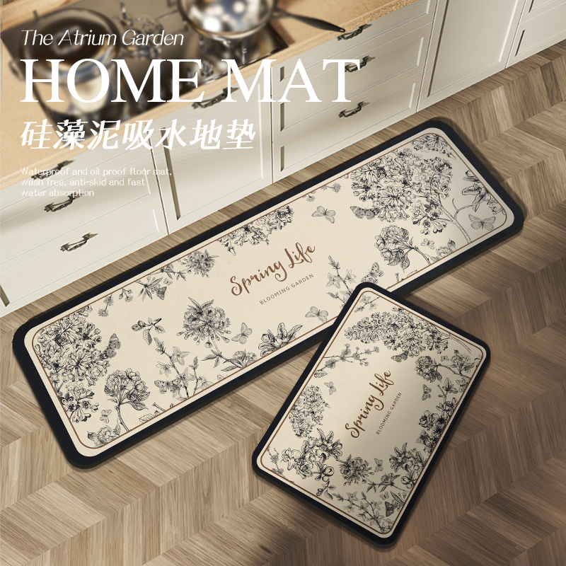 【中庭花园】厨房软硅藻泥地垫吸水防油可擦免洗脚垫吸水吸油地毯