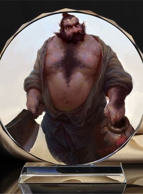 水浒传好汉鲁智深/李逵画像珍藏礼品水晶摆件工艺品书房装饰摆设