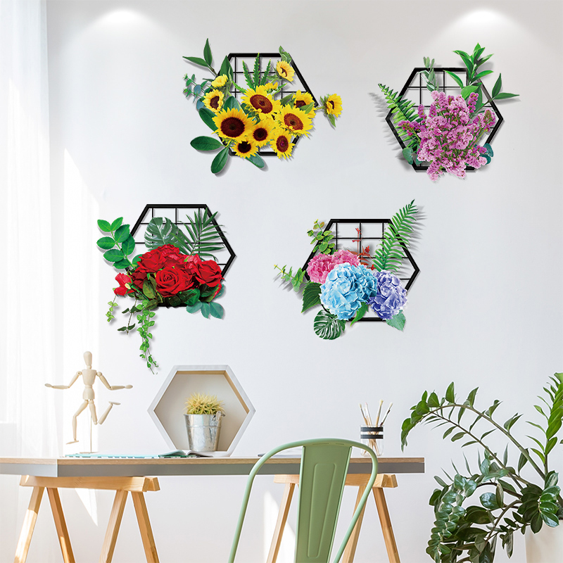 客厅背景墙装饰3d立体墙贴纸创意墙纸自粘家用温馨绿植墙壁纸贴画