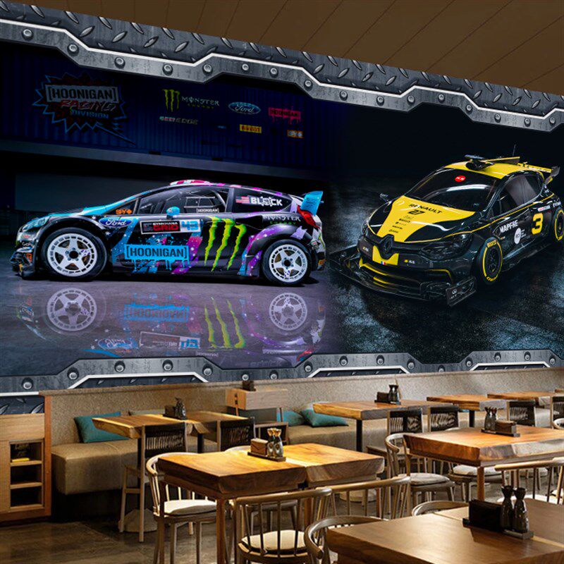 汽车背景墙墙面贴纸墙纸3d立体贴画卧室装饰跑车房间墙贴壁纸自粘