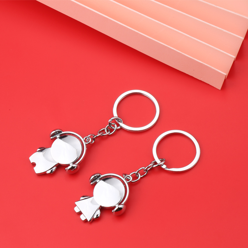 情侣小人一对男女时尚工艺品钥匙扣定制刻字钥匙链刻名字情人节