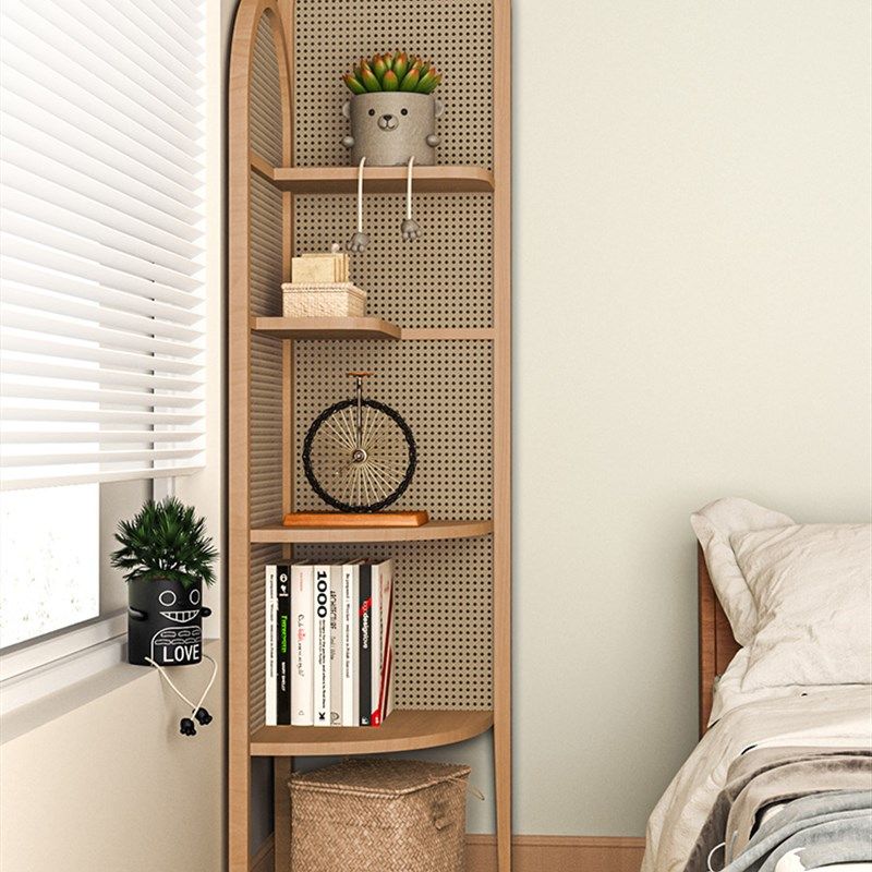 侘寂风日式屏风隔断客厅玄关新中式卧室书架藤编可移动置物架角柜