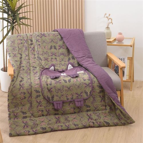 怪怪熊层纱类色织提抱枕被携带方便折叠午睡枕头毯子沙发靠