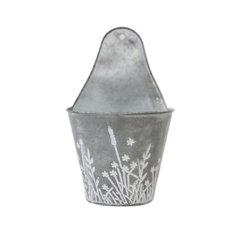 爱上花园园艺杂货 铁艺做旧铁皮 挂壁蒲棒花盆