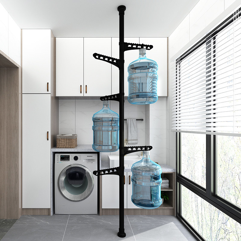 顶天立地晾衣架阳台落地伸缩杆室内加粗加厚立杆置地升降式晒衣架