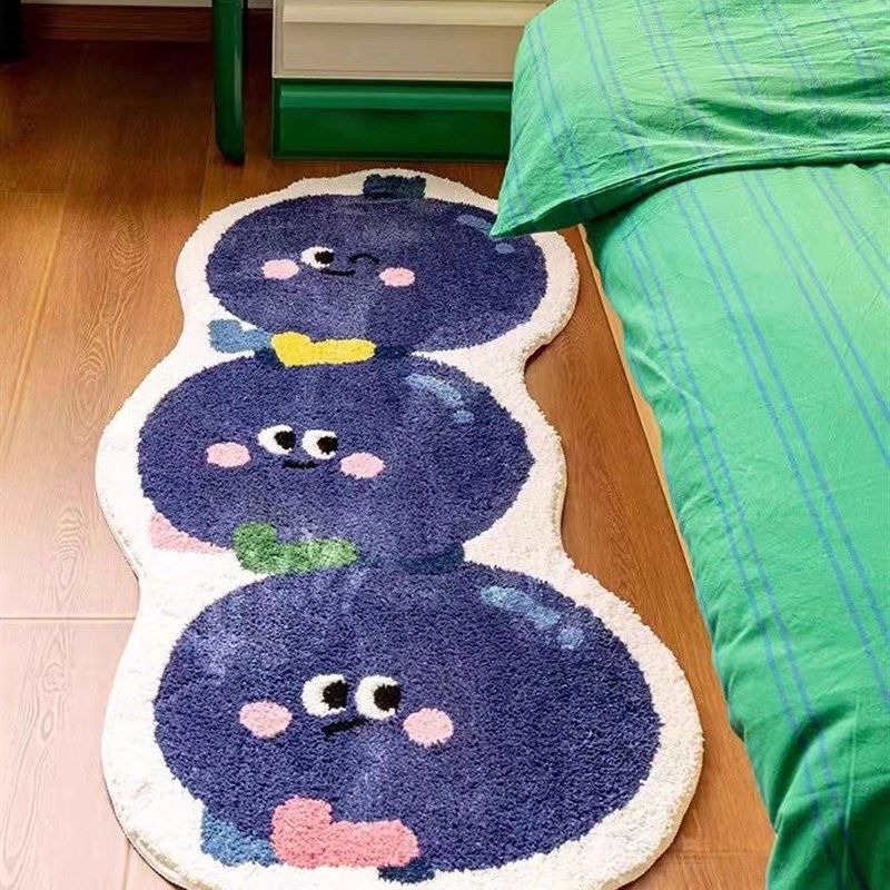 番茄蓝莓床边地毯客厅书房水果异形衣帽间装饰长条地垫毛地毯卧室