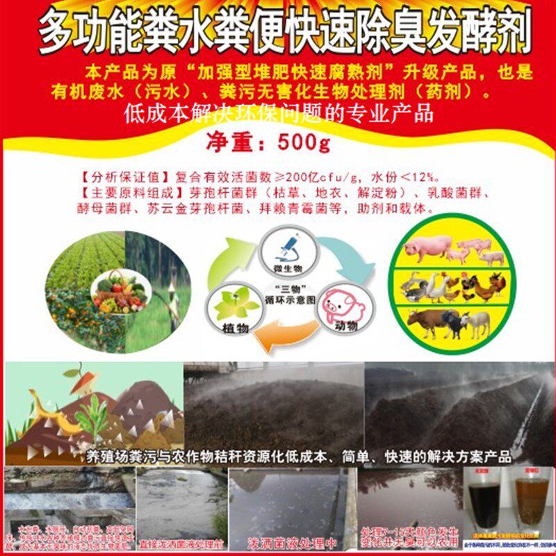 粪水粪便快速除臭发酵剂加强型堆肥快速腐熟剂有机废水