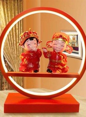 创意结婚台灯陪嫁灯用品婚房床头红色一对喜庆新婚送新人婚庆礼物