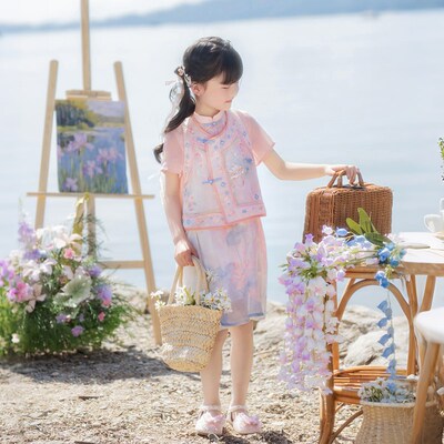 西子问汉服女童夏季2025新款儿童中国风旗袍宝宝新中式民国风古装