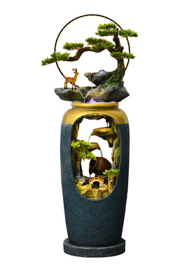 假山流水喷泉花瓶过年装饰摆件客厅电视柜旁大型景观乔迁开业礼品