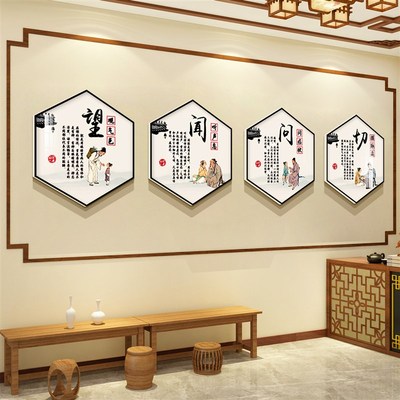 中医养生馆背景形象装饰挂画望闻问切足疗店墙面布置用品文化创意