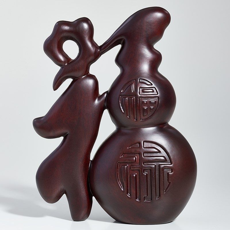 黑檀木雕福字葫芦摆件实木新中式客厅入户隔断博古架创意装饰送礼,家居饰品,木雕,淘宝优惠券,粉丝福利购,淘宝优惠卷