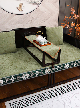 新中式罗汉牀牀单套罩巾盖布四季通用防滑实木沙发坐垫中式沙发垫