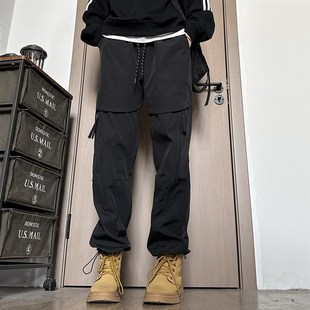 秋季户外防水工装裤冲锋裤长裤拉链装饰街头时尚裤子男女休闲裤