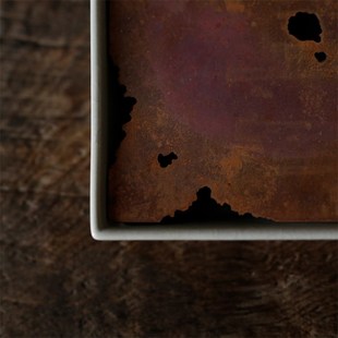 天野造物四方虫蚀铜盖壶承草木灰釉陶瓷茶盘壶托蓄水式干泡盘茶台