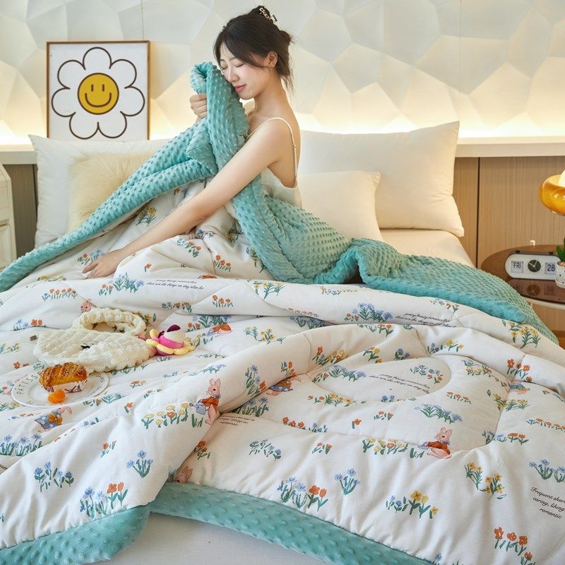 A类正面全棉纯棉反面豆豆绒被秋冬双人被200x230单人150x200被子,床上用品,化纤被,淘宝优惠券,粉丝福利购,淘宝优惠卷
