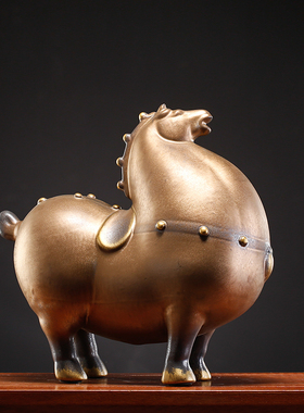 中式创意陶瓷复古唐马轻奢摆件家居电视柜客厅酒柜书房桌面装饰品