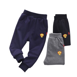 儿童双层裤子男童卫裤小童婴幼儿女宝宝纯棉夹裤加厚不加绒春秋季