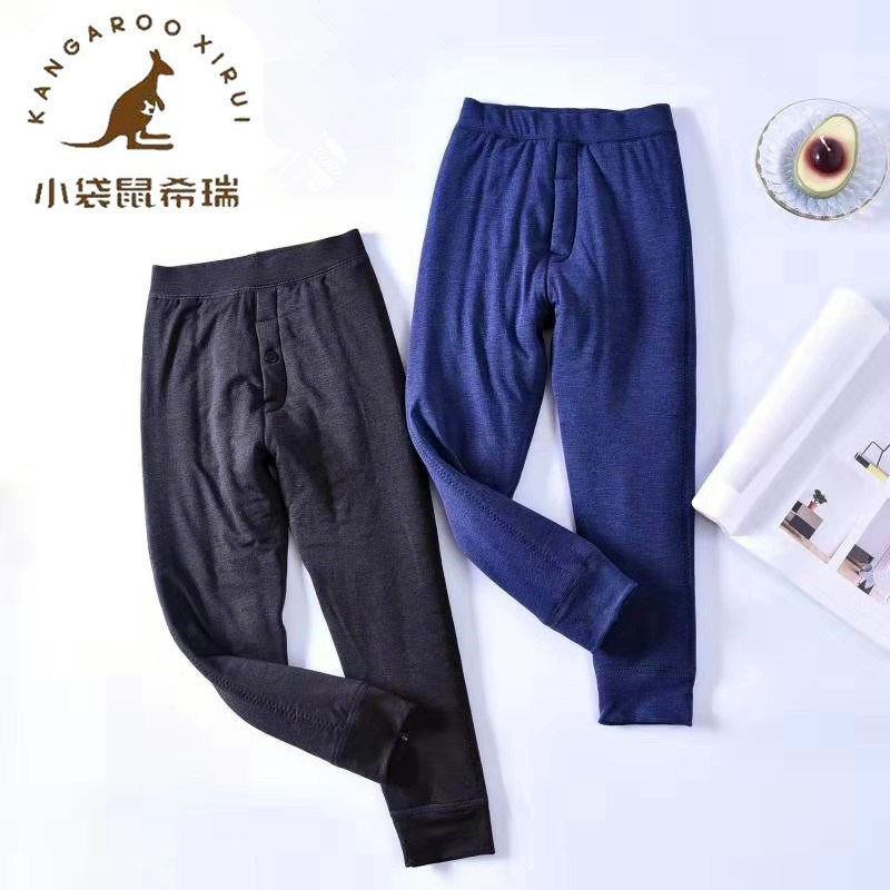 德绒加厚男童保暖裤秋冬三层秋裤中大童儿童内穿夹棉裤女童热能裤