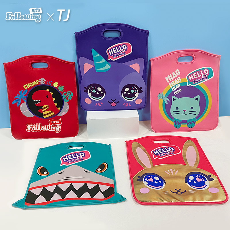 FH男女儿童多色小学生幼儿园课外补习美术文件袋手提拎补课书袋