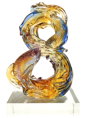 琉璃工艺品水晶鱼摆件好运锦鲤中式客厅电视柜装饰品乔迁新居礼物