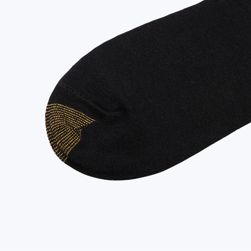 【4双】金脚趾金线条 正装商务袜中长筒棉袜性感绅士男款黑袜控E