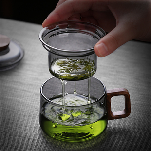 加厚玻璃泡茶杯茶咖杯茶水分离迷你办公室咖啡泡茶两用杯耐热防爆