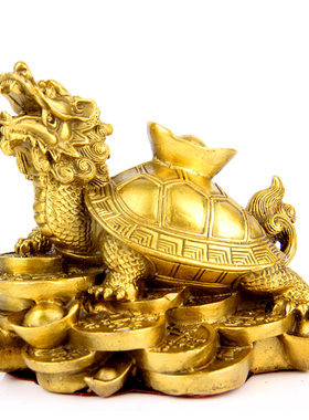 铜龙龟摆件 背驮铜元宝摆件铜八卦龙龟 铜聚宝盆龙龟 送五帝铜钱